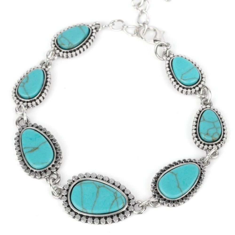 Turquoise and Silver Bracelet Elemental Exploration - Blue  Fashion Jewelry